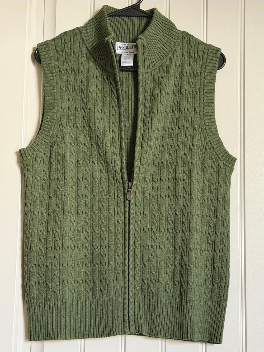 Pendleton Olive Green Cable-Zip Vest